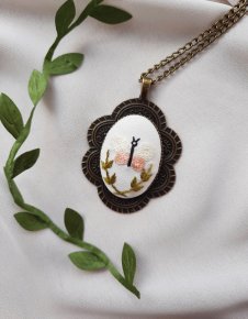 Embroidered butterfly necklace 