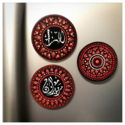 Red Mandala dots fridge magnet 