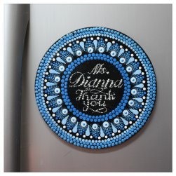 Blue customized Mandala dots fridge magnet