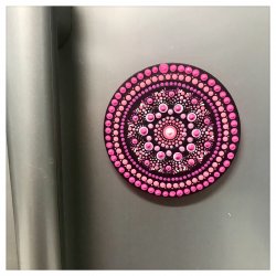 Pink Mandala dots fridge magnet