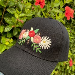 Black Embroidered Cap
