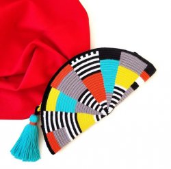 Moon clutch Striped with colour