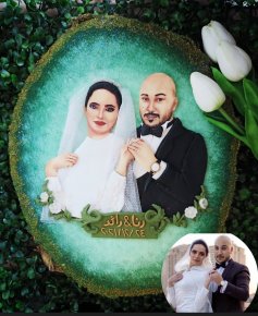 Customized bride and groom polymer clay tableau  (1)