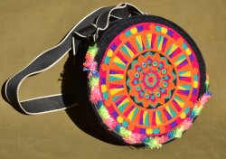 Ethnic Embroidery Round Cross Black Bag