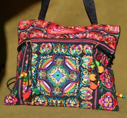Ethnic Embroidery Traditional Floral Bag with Tassels
