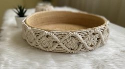 Wicker Dish covered with Macrame - 35cm x 7cm