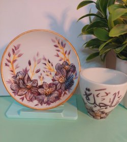  Hand painted Coffee mug with plate ☕️