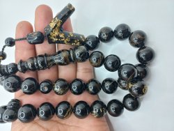 Black Coral (yosir)33 bead with Ivory 16mm Rosary