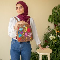 Brown Handmade Embroidered backpack 