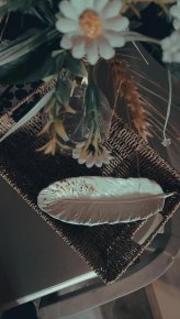 The feather tray and yoga shape