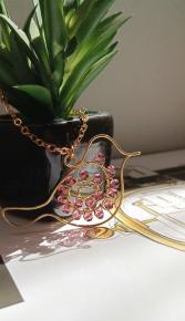 Bird-shaped copper chain with crystal beads
