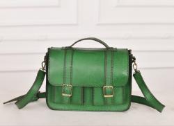 green 2 pockets leather bag
