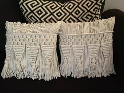 Boho macrame cushion cover with tassels (one piece)